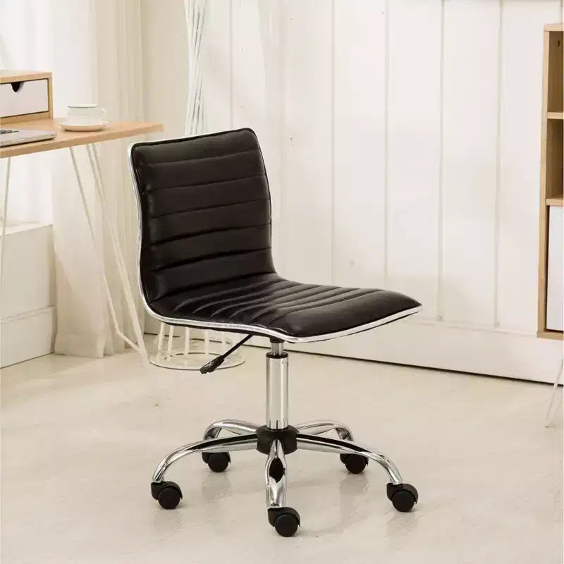 Black Faux Leather Adjustable Mid-Back Office Chair