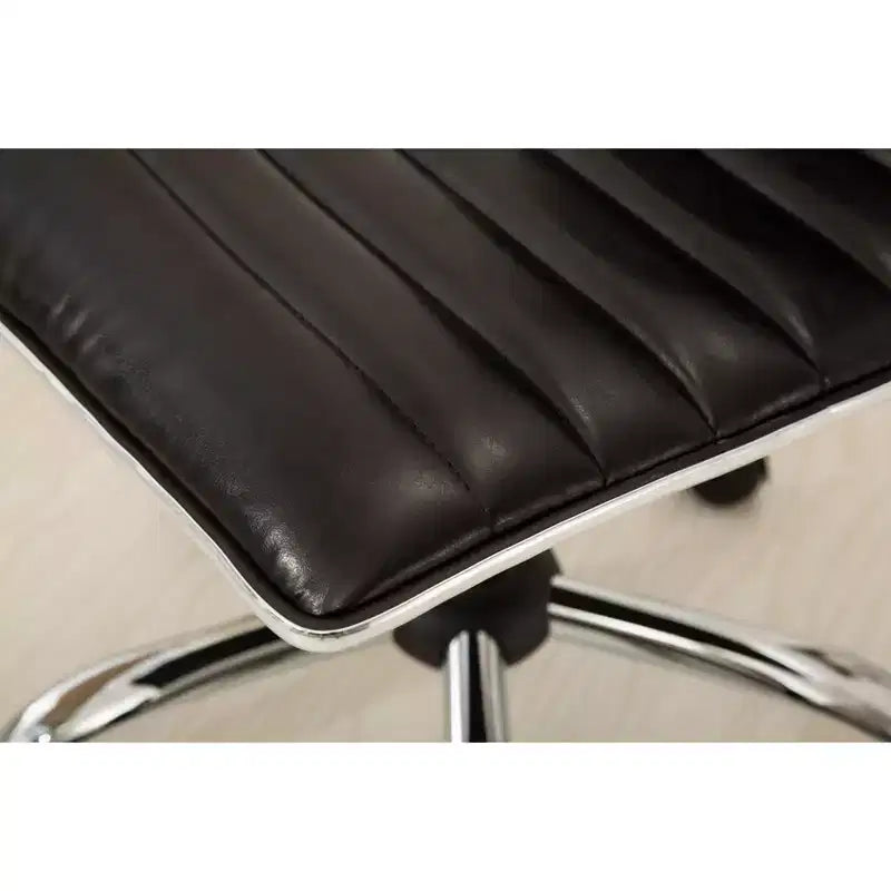 Black Faux Leather Adjustable Mid-Back Office Chair