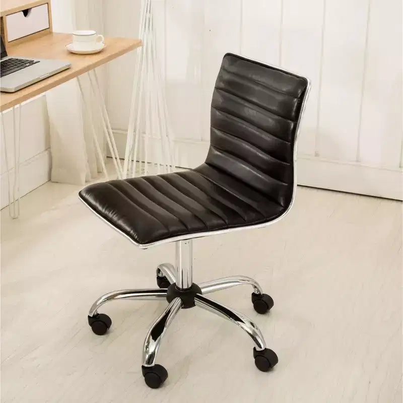 Black Faux Leather Adjustable Mid-Back Office Chair