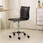 Black Faux Leather Adjustable Mid-Back Office Chair