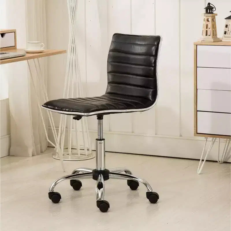 Black Faux Leather Adjustable Mid-Back Office Chair