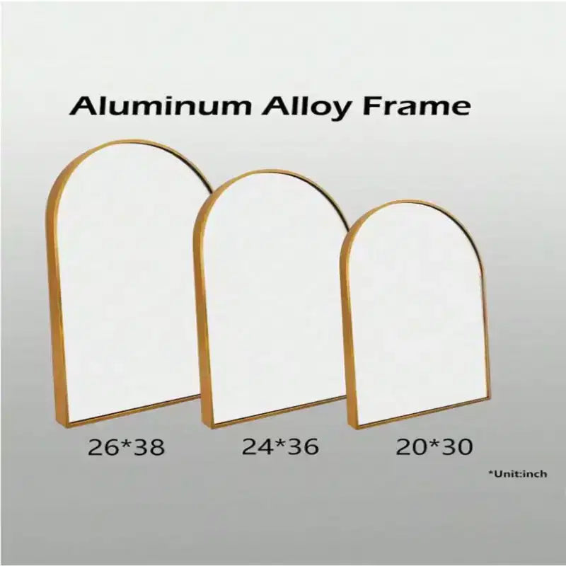 Black and Gold Arched Metal Wall Mirror, 66 × 96.5 cm