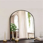 Black and Gold Arched Metal Wall Mirror, 66 × 96.5 cm