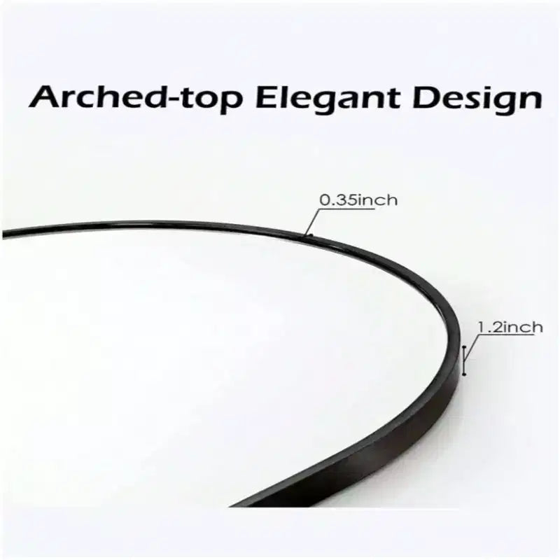 Black and Gold Arched Metal Wall Mirror, 66 × 96.5 cm