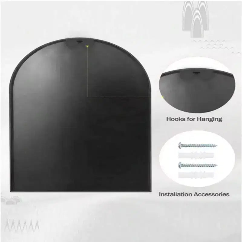 Black and Gold Arched Metal Wall Mirror, 66 × 96.5 cm