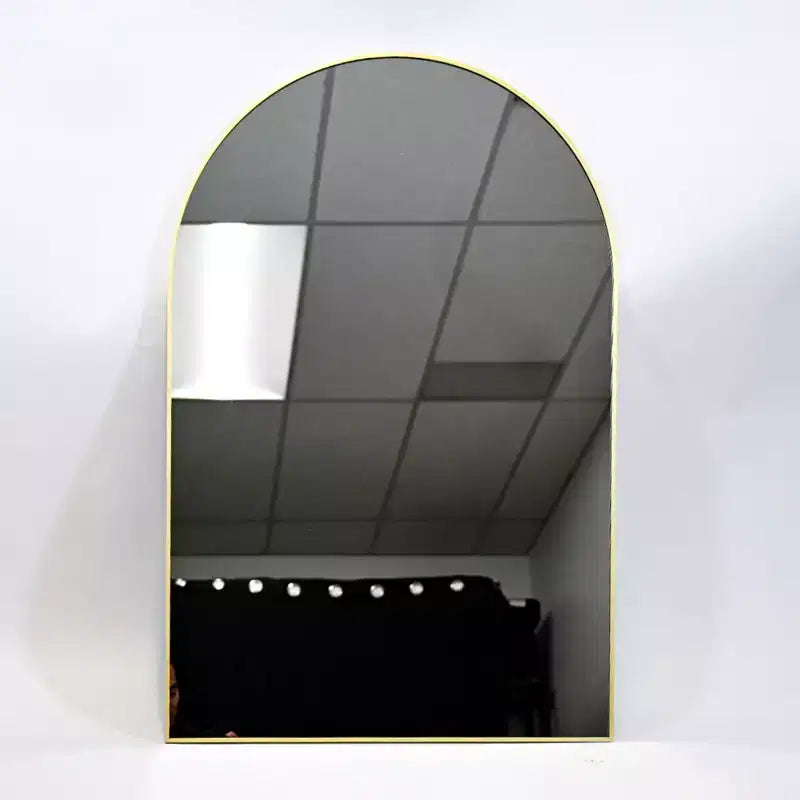 Black and Gold Arched Metal Wall Mirror, 66 × 96.5 cm
