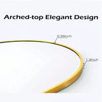 Black and Gold Arched Metal Wall Mirror, 66 × 96.5 cm