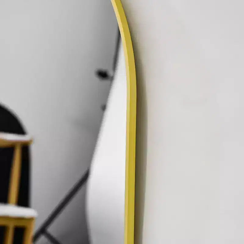 Black and Gold Arched Metal Wall Mirror, 66 × 96.5 cm