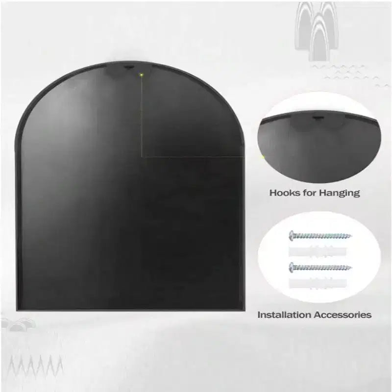 Black and Gold Arched Metal Wall Mirror, 66 × 96.5 cm
