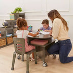 Mobile Oval Collaboration Table with 4 Storage Compartments and Locking Casters
