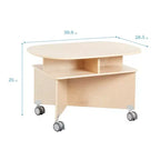 Mobile Oval Collaboration Table with 4 Storage Compartments and Locking Casters