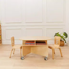 Mobile Oval Collaboration Table with 4 Storage Compartments and Locking Casters