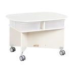 Mobile Oval Collaboration Table with 4 Storage Compartments and Locking Casters