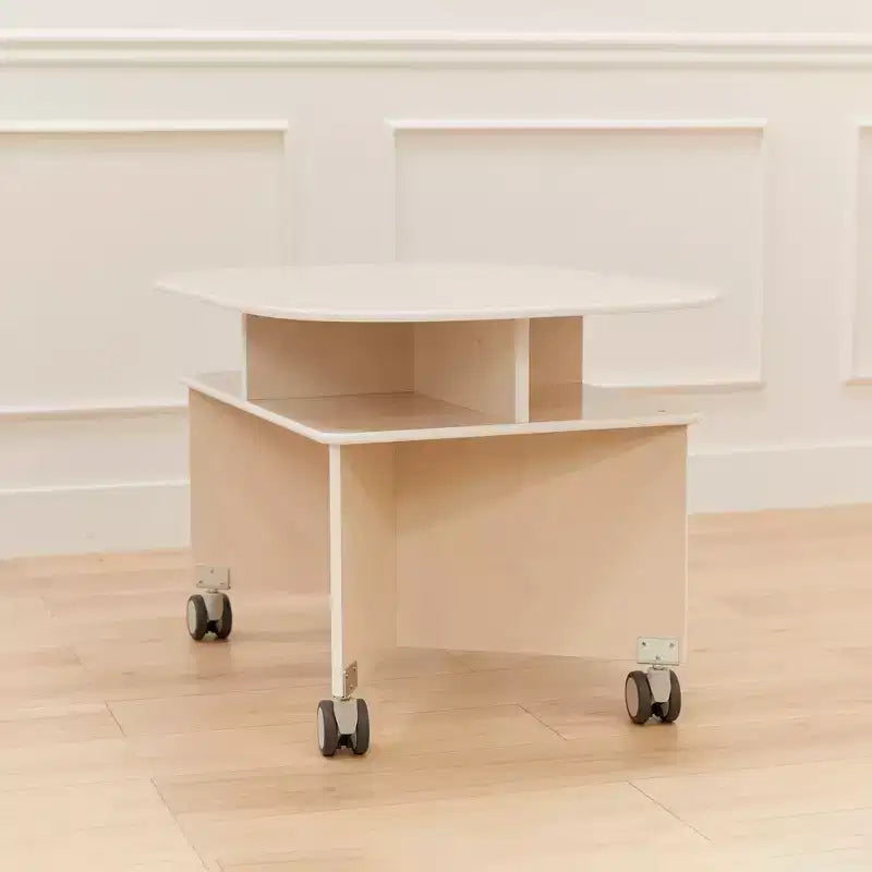 Mobile Oval Collaboration Table with 4 Storage Compartments and Locking Casters