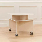 Mobile Oval Collaboration Table with 4 Storage Compartments and Locking Casters