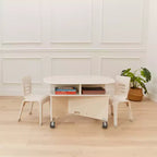 Mobile Oval Collaboration Table with 4 Storage Compartments and Locking Casters