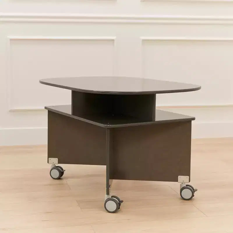Mobile Oval Collaboration Table with 4 Storage Compartments and Locking Casters