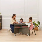 Mobile Oval Collaboration Table with 4 Storage Compartments and Locking Casters