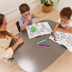 Mobile Oval Collaboration Table with 4 Storage Compartments and Locking Casters