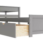 L-Shaped Platform Bed with Trundle, Drawers and Built-in Desk, Gray, 97 × 191 cm