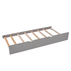 L-Shaped Platform Bed with Trundle, Drawers and Built-in Desk, Gray, 97 × 191 cm