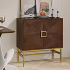Walnut 2-Door Modern Accent Cabinet with Iron Legs
