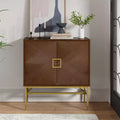 Walnut 2-Door Modern Accent Cabinet with Iron Legs