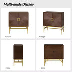 Walnut 2-Door Modern Accent Cabinet with Iron Legs