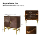 Walnut 2-Door Modern Accent Cabinet with Iron Legs