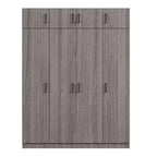4-Door Wardrobe Armoire with Top Cabinets and Drawer, Acacia and MDF