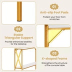Costway Narrow Console Table 2-Tier Entryway Table with Storage 2 Support Bars Sofa Table Brown/White