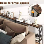 Costway Narrow Console Table 2-Tier Entryway Table with Storage 2 Support Bars Sofa Table Brown/White