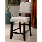 Simple Relax Set of 2 Upholstered Counter Height Chairs in Antique Black and Beige