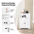 VEVOR 32 Corner Storage Cabinet, 3 Tiers Small Storage Cabinet with 2 Wooden Doors & Adjustable Shelves, Freestanding Corner Kitchen Cabinet