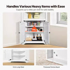 VEVOR 32 Corner Storage Cabinet, 3 Tiers Small Storage Cabinet with 2 Wooden Doors & Adjustable Shelves, Freestanding Corner Kitchen Cabinet