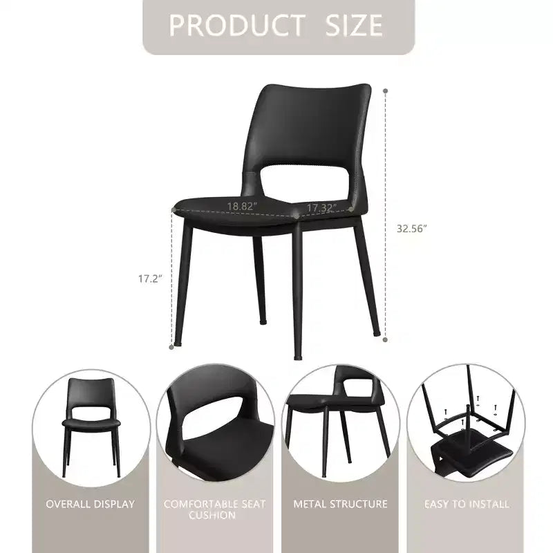 Vatros Modern PU Leather Dining Chairs Set of 2