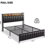 Acekool Upholstered Platform Bed Frame with Storage Headboard, USB Ports & Strong Metal Slats