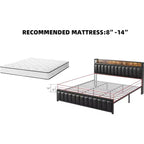 Acekool Upholstered Platform Bed Frame with Storage Headboard, USB Ports & Strong Metal Slats