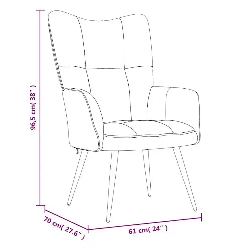 vidaXL Dark Gray Velvet Relaxing Chair with Stool - Upholstered Seating for Lounge, Living Room, Office - Modern Design with Steel Frame