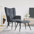 vidaXL Dark Gray Velvet Relaxing Chair with Stool - Upholstered Seating for Lounge, Living Room, Office - Modern Design with Steel Frame