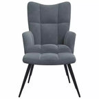 vidaXL Dark Gray Velvet Relaxing Chair with Stool - Upholstered Seating for Lounge, Living Room, Office - Modern Design with Steel Frame