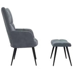 vidaXL Dark Gray Velvet Relaxing Chair with Stool - Upholstered Seating for Lounge, Living Room, Office - Modern Design with Steel Frame