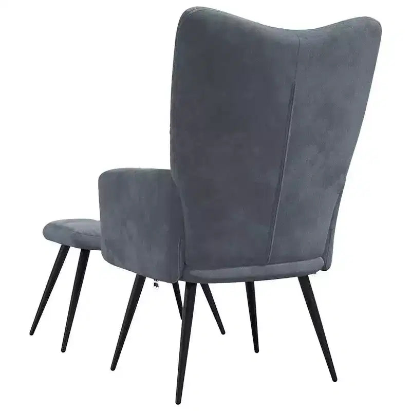 vidaXL Dark Gray Velvet Relaxing Chair with Stool - Upholstered Seating for Lounge, Living Room, Office - Modern Design with Steel Frame