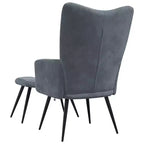 vidaXL Dark Gray Velvet Relaxing Chair with Stool - Upholstered Seating for Lounge, Living Room, Office - Modern Design with Steel Frame