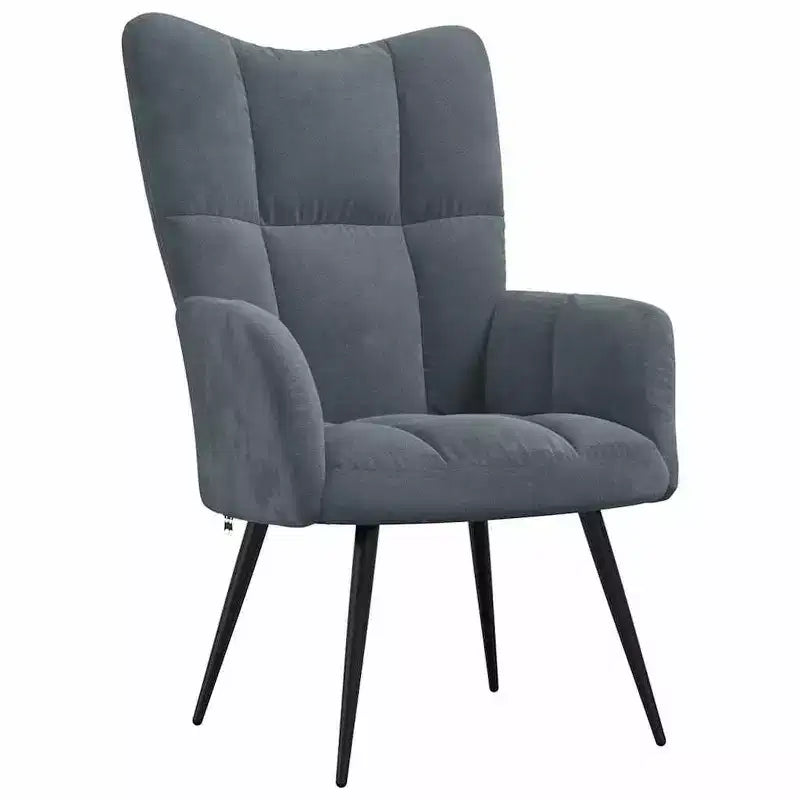 vidaXL Dark Gray Velvet Relaxing Chair with Stool - Upholstered Seating for Lounge, Living Room, Office - Modern Design with Steel Frame