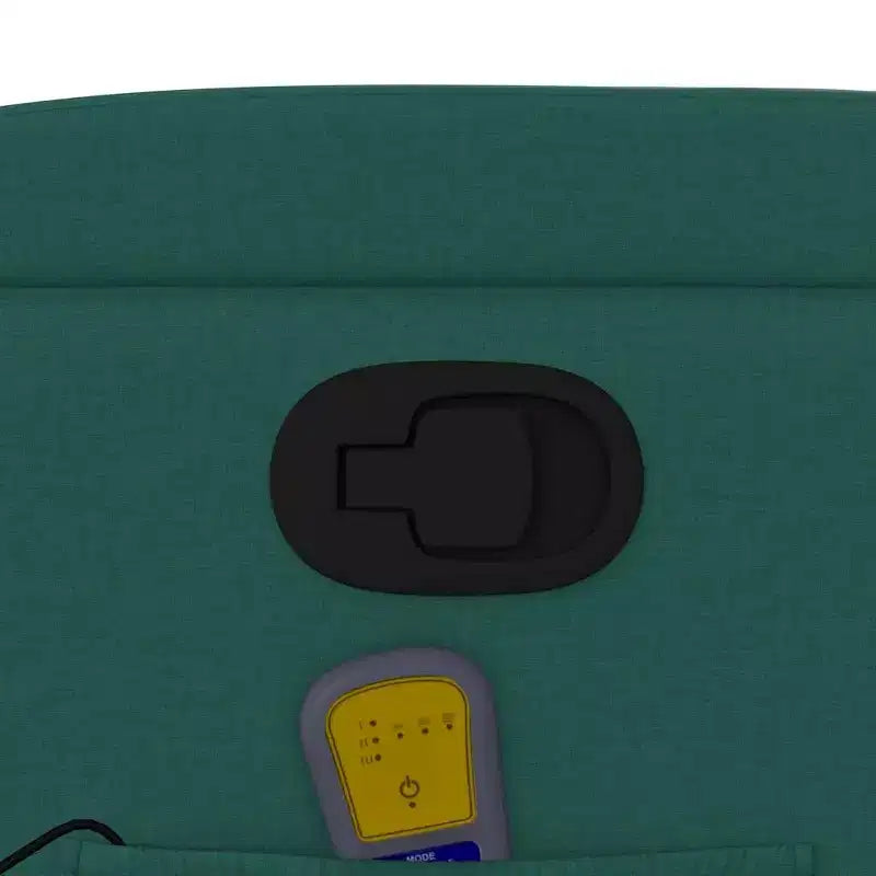 VidaXL Dark Green Fabric Massage Recliner Chair - Manual Recline, USB Vibration, Cup Holders, Side Pocket, Padded Comfort