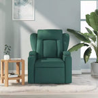 VidaXL Dark Green Fabric Massage Recliner Chair - Manual Recline, USB Vibration, Cup Holders, Side Pocket, Padded Comfort