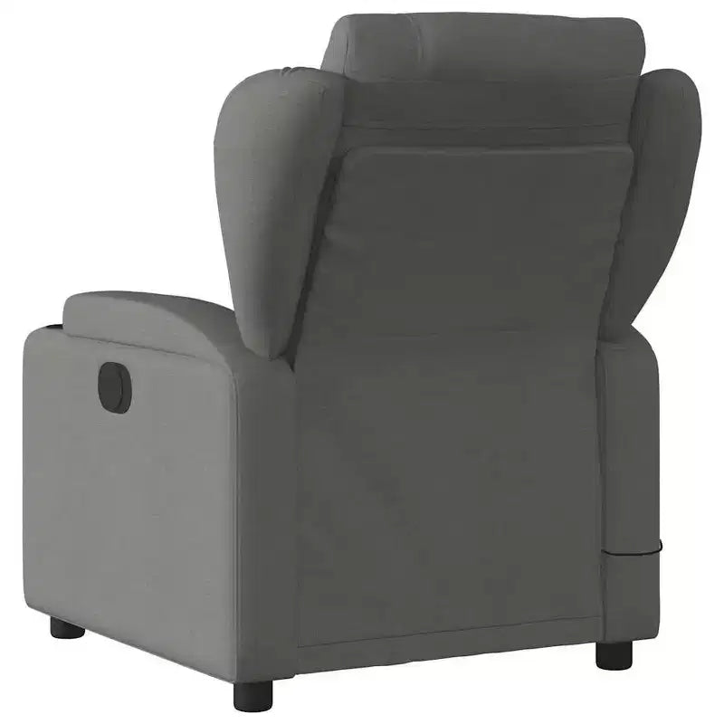 VidaXL Dark Green Fabric Massage Recliner Chair - Manual Recline, USB Vibration, Cup Holders, Side Pocket, Padded Comfort