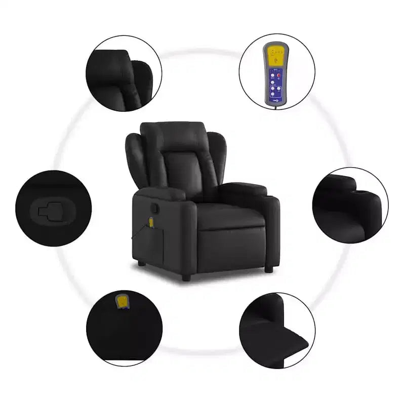 VidaXL Dark Green Fabric Massage Recliner Chair - Manual Recline, USB Vibration, Cup Holders, Side Pocket, Padded Comfort