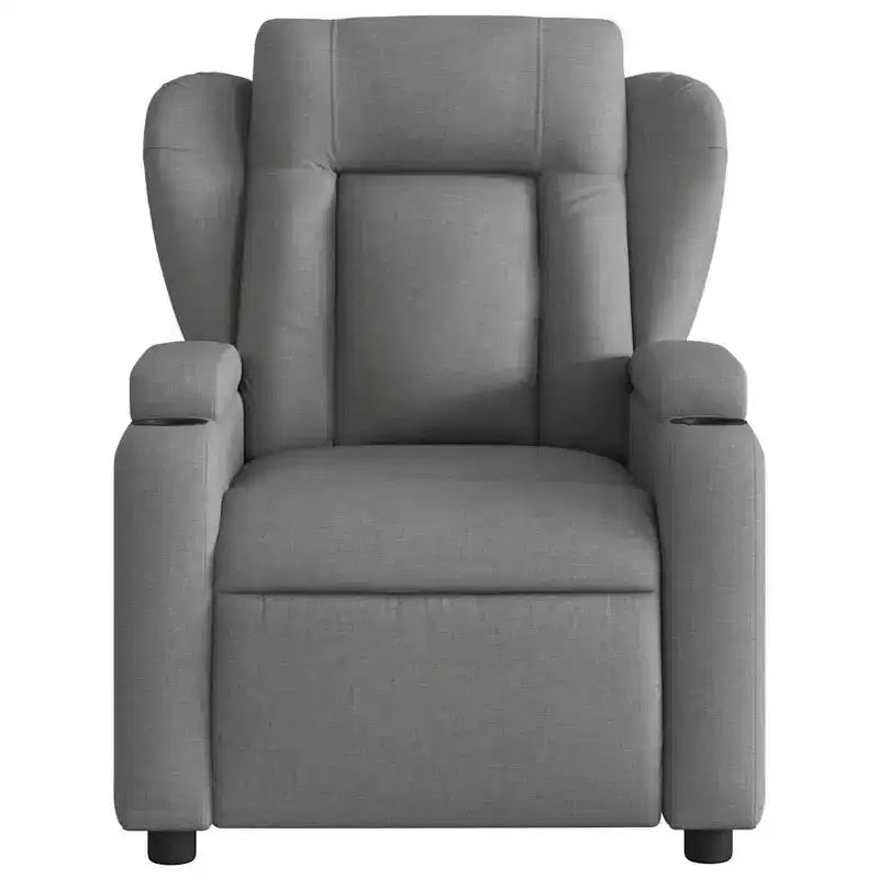 VidaXL Dark Green Fabric Massage Recliner Chair - Manual Recline, USB Vibration, Cup Holders, Side Pocket, Padded Comfort